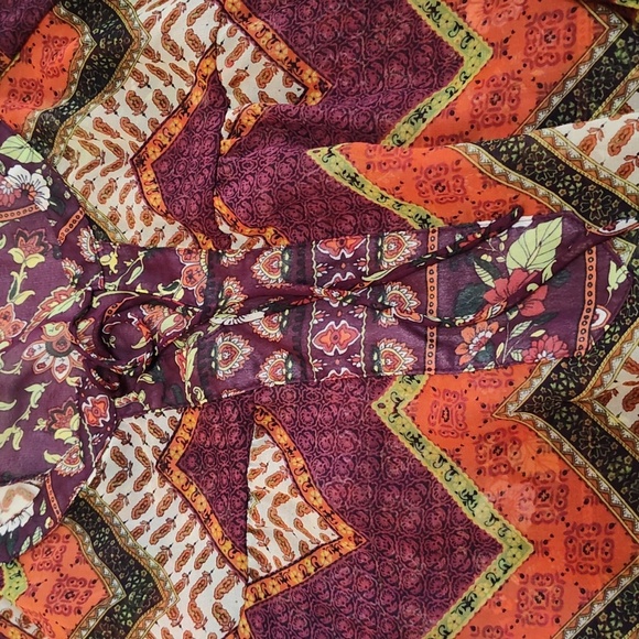 New Directions Peasant Blouse Size L Bohemian Mixed Print Fall Winter Casual - Picture 6 of 12